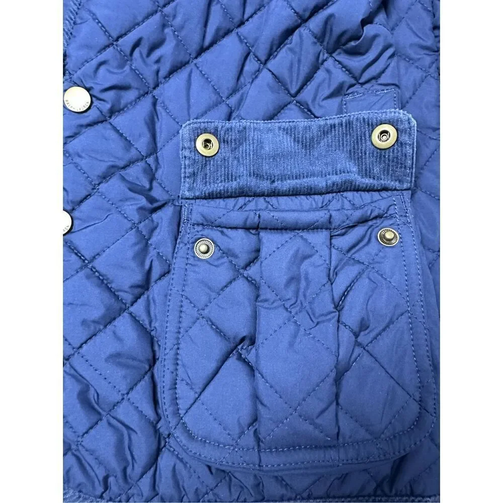 Ralph Lauren Quilted Corduroy Jacket Kids Size M 8/10 No Belt Snap Closure